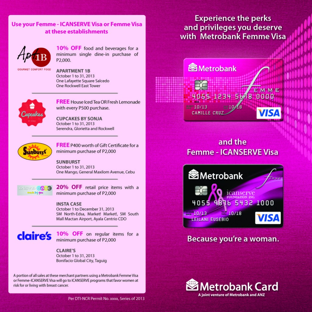 Metrobank Femme VISA and Femme-ICanServe Visa give exclusive perks