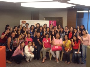 Del Monte officers and staff members join the fight against breast cancer, flashing their ICanServe baller bands in support of the cause. (September 27, 2013)