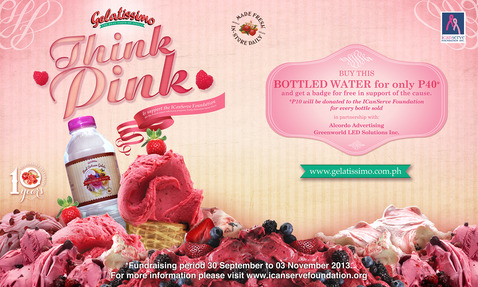 Think Pink (Year 2) with Gelatissimo for ICanServe (September 30 to November 3, 2013)