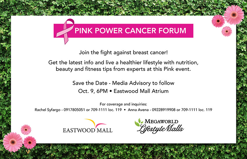 Pink Power Cancer Forum Oct 9 at Eastwood