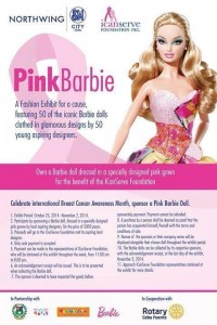 Pink Barbie in fashion exhibit for ICanServe