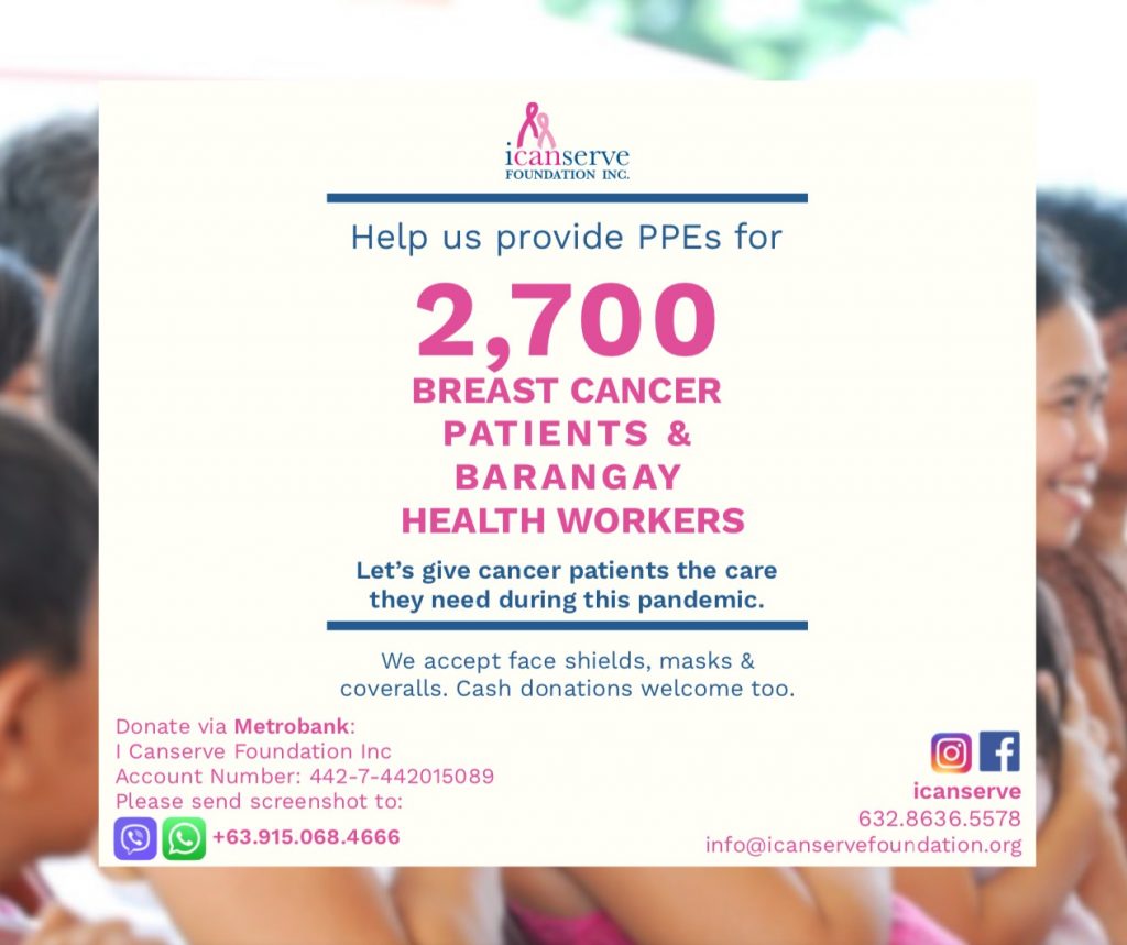 PPEs needed for breast cancer patients and those helping them